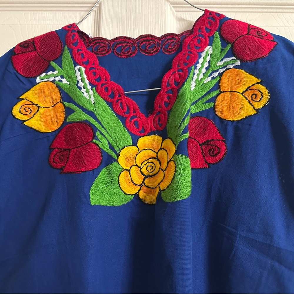 Embroidered Floral Blue Blouse